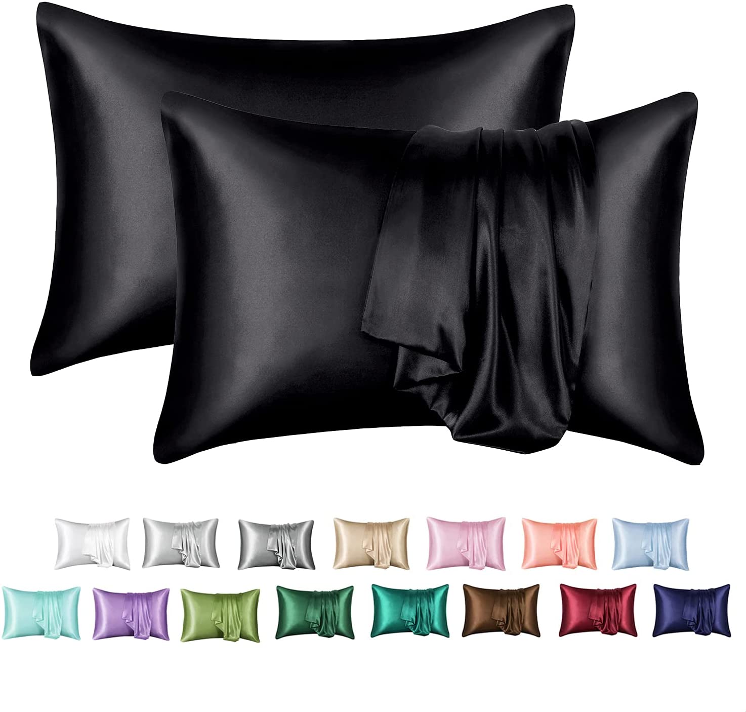 MR&HM Hypoallergenic Satin Pillowcases, 2-Pack