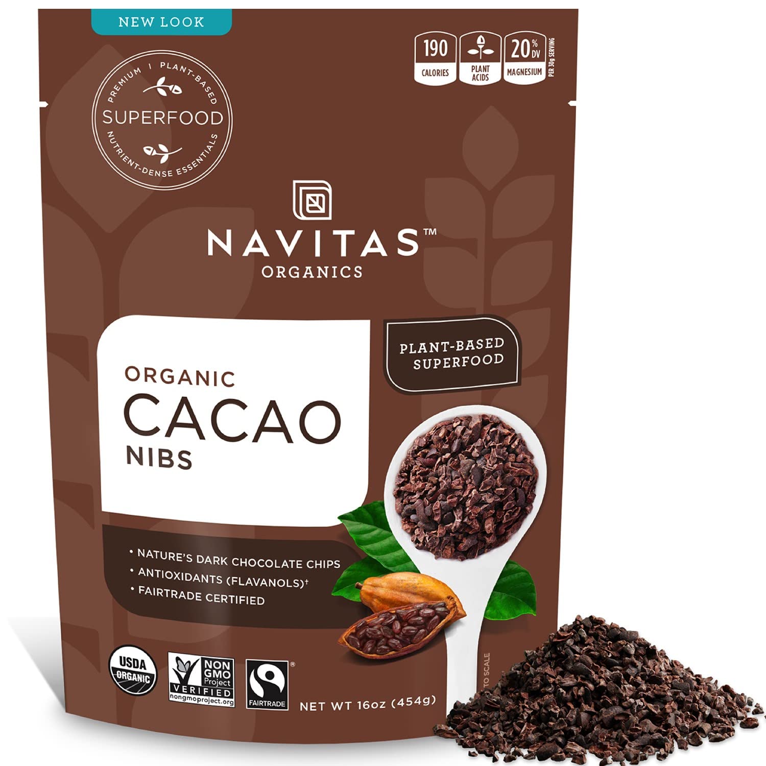 Navitas Plant-Based Raw Cacao Nibs For Snacking & Baking