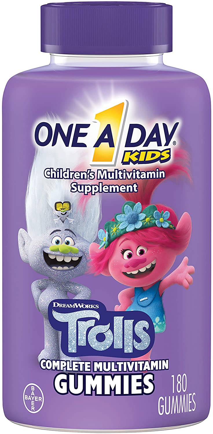 ONE A DAY Kids’ Trolls Character Shaped Multi-Vitamin, 180-Count