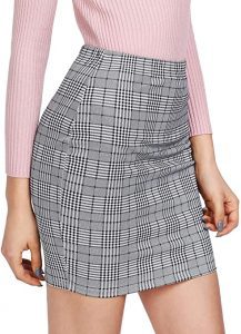 SheIn Mid-Rise Waist Mini Plaid Pencil Skirt