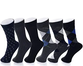 Alpine Swiss Ribbed-Elastic Dress Socks For Men, 6-Pair