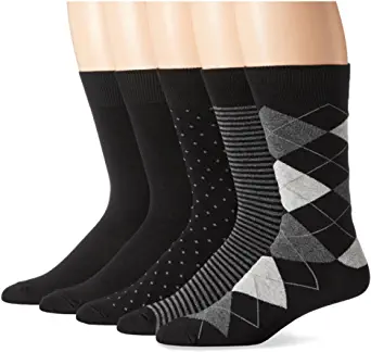 Amazon Essentials Embellished Cotton-Blend Dress Socks For Men, 5-Pair