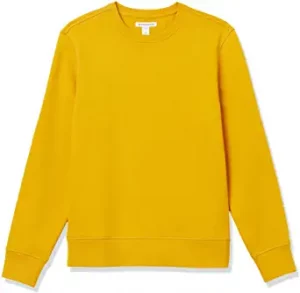 Amazon Essentials Men’s Basic Ribbed-Detailed Yellow Sweatshirt