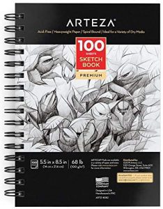 ARTEZA Spiral-Bound Bleed-Resistant Paper 5.5 x 8.5-Inch Drawing Pad