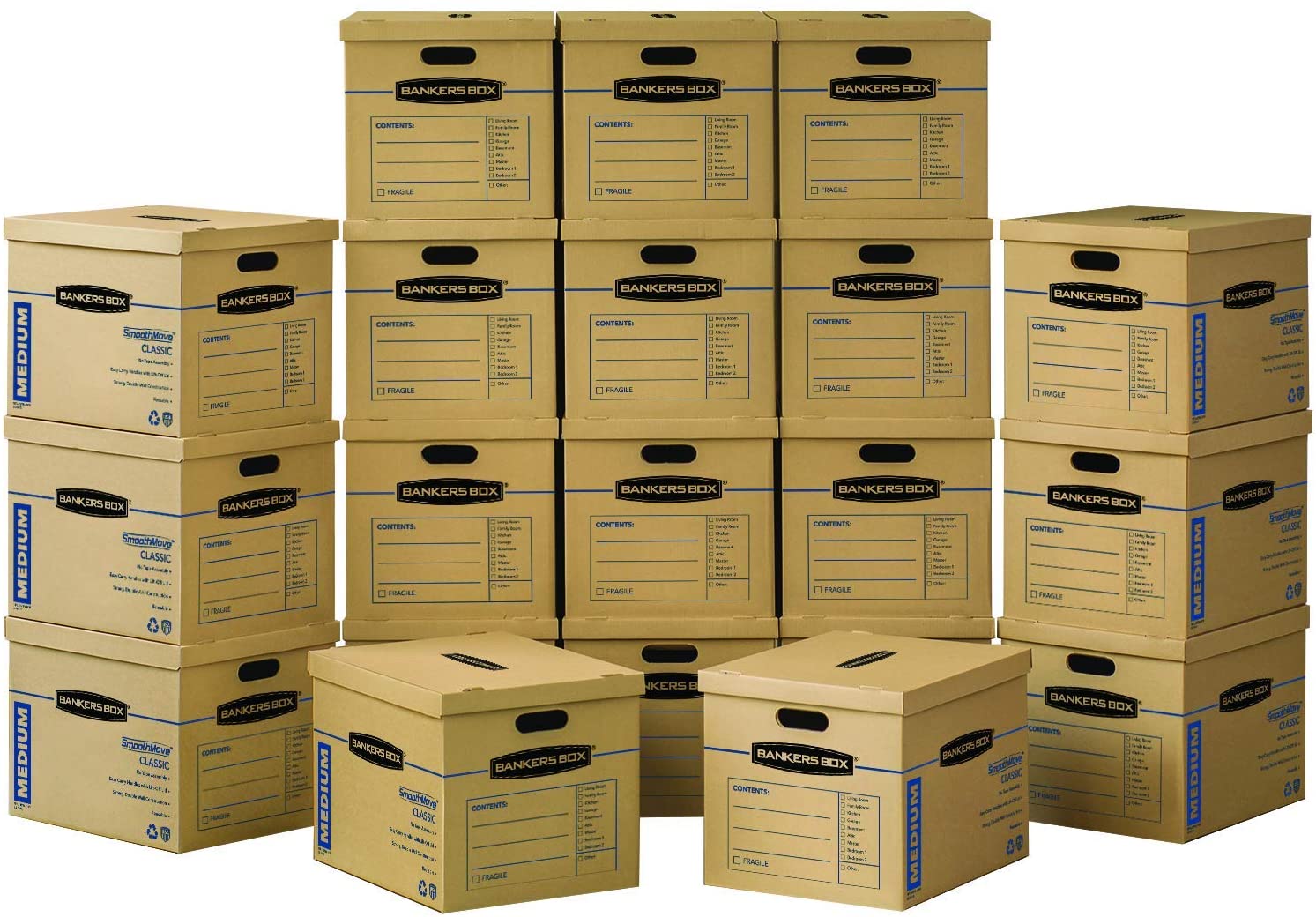 Bankers Box Classic Lidded Cardboard Book Storage Boxes, 20-Pack
