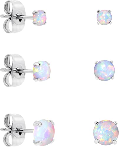 Body Candy Synthetic Stainless-Steel Opal Earrings For Women, 3-Pack