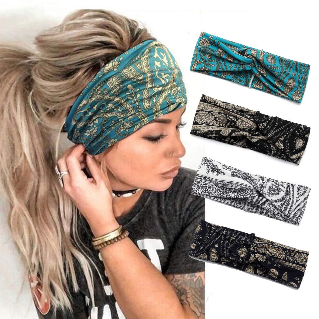 Catery Bohemian Twist Headband Accessories For Women, 4-Piece
