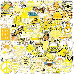 EL NIDO DESIGN Waterproof Yellow Aesthetic Stickers Assortment, 100-Count