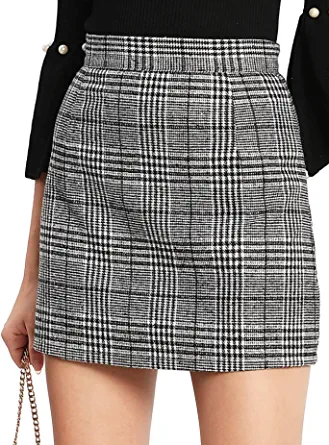 Floerns Women’s Fitted-Waist Bodycon Houndstooth Mini-Skirt