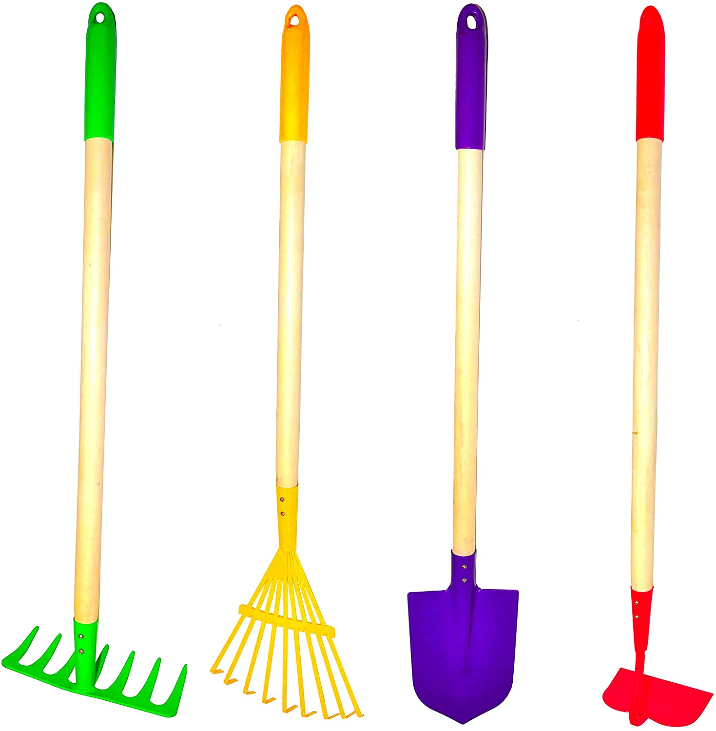 G & F Products Wood & Metal Garden Tools Toddler Yard Toys, 4-Piece