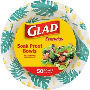 Glad Palm Leaf Print Cut-Resistant Disposable Soup Bowls, 50-Count
