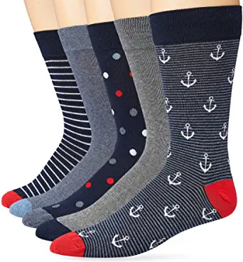 Goodthreads Patterned Reinforced Dress Socks For Men, 5-Pair