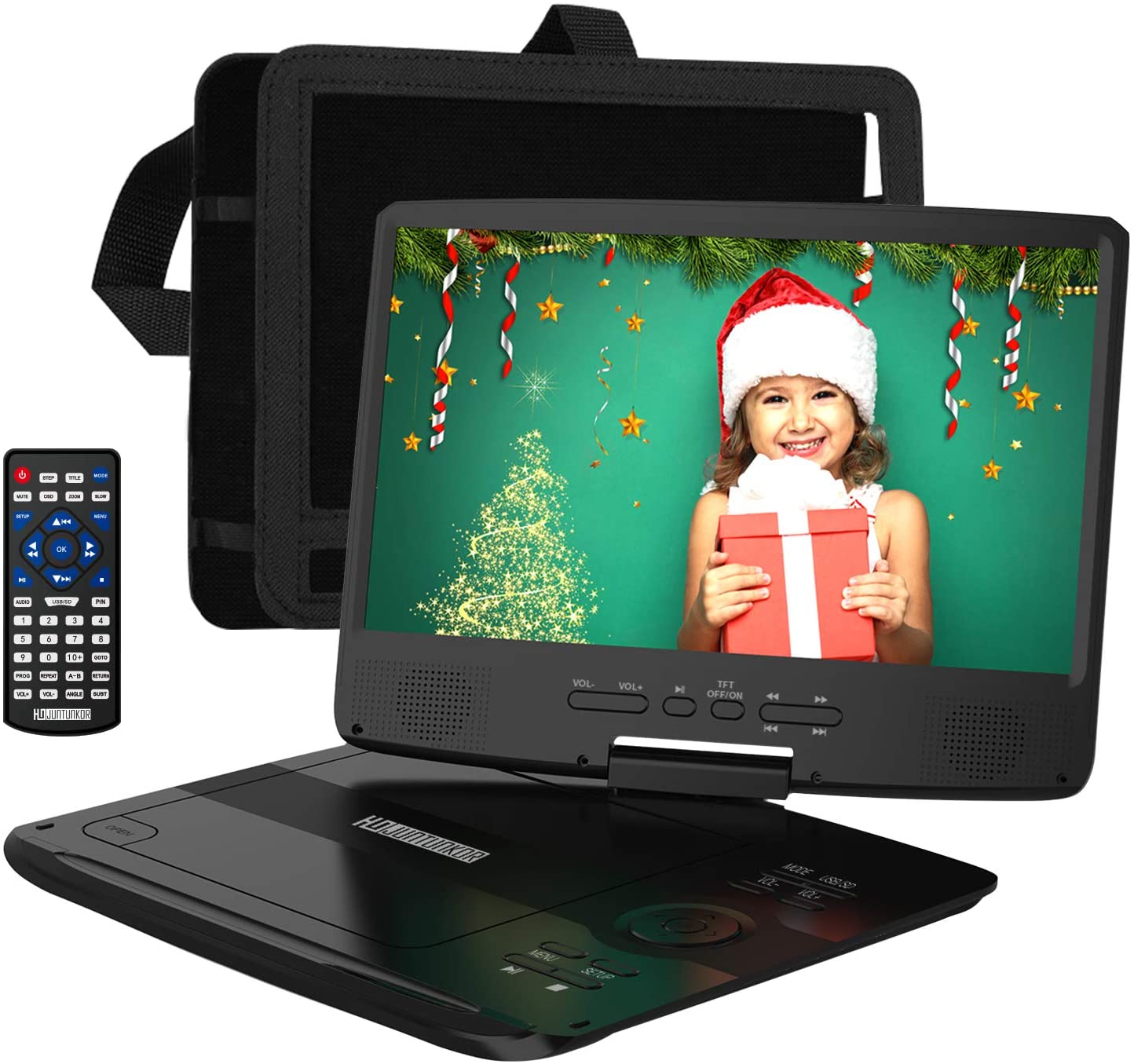 HDJUNTUNKOR LCD Syncable Portable DVD Player, 10.1-Inch