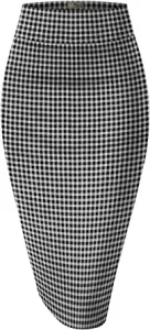 Hybrid & Company Stretchy Below-Knee Pencil-Style Houndstooth Skirt