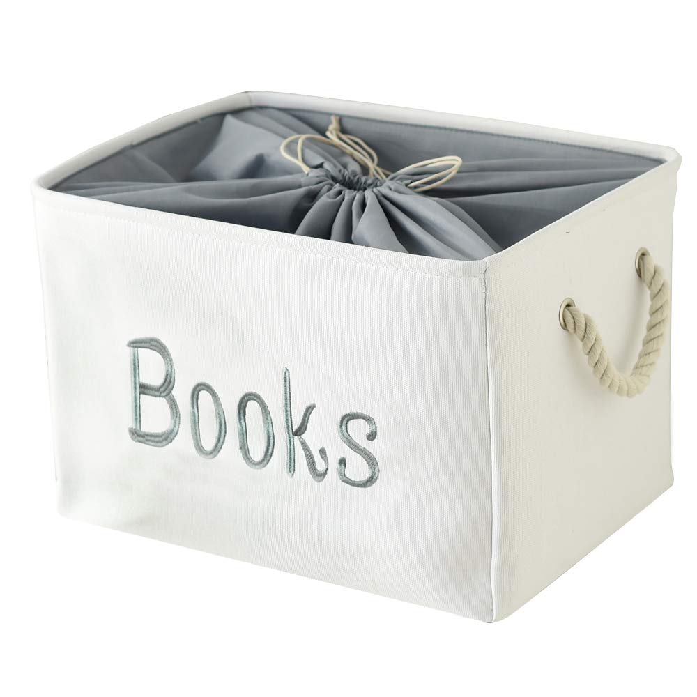 INough Drawstring Linen Waterproof Book Storage Box