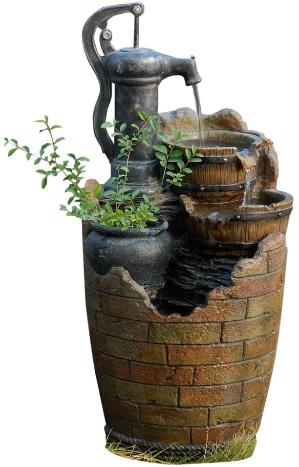 Jeco Tiered Rustic Pump Water Fountain