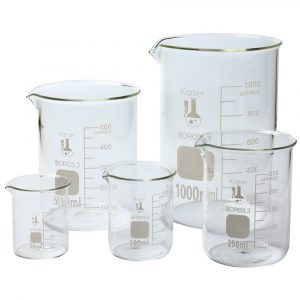 Karter Scientific Heavy Duty Borosilicate Glass Beaker Lab Set, 5-Piece