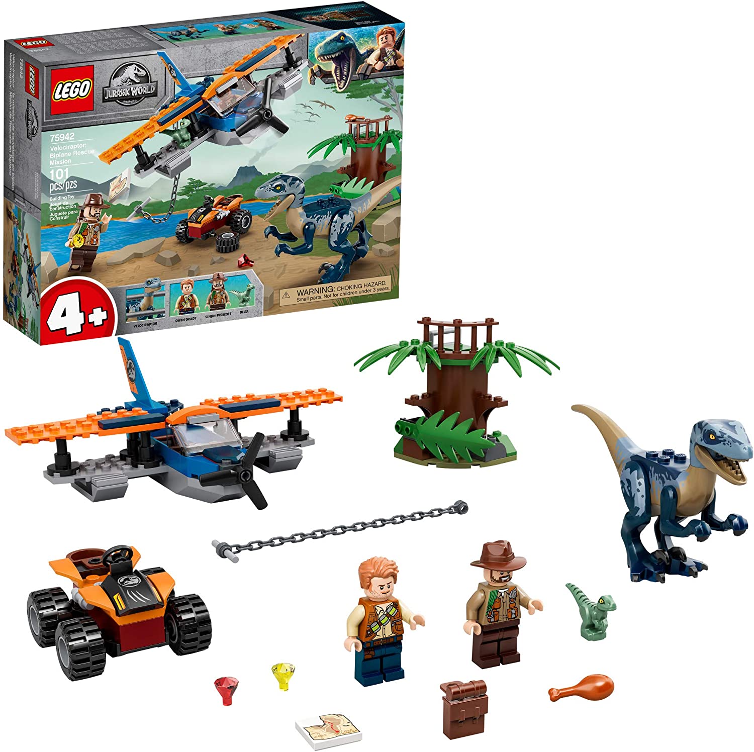 LEGO Jurassic World Educational Biplane & Dinosaur Set, 101-Piece