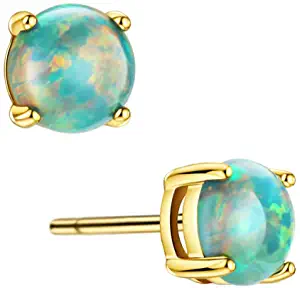 Mints Solitaire Silver-Plated Stud Opal Earrings For Women