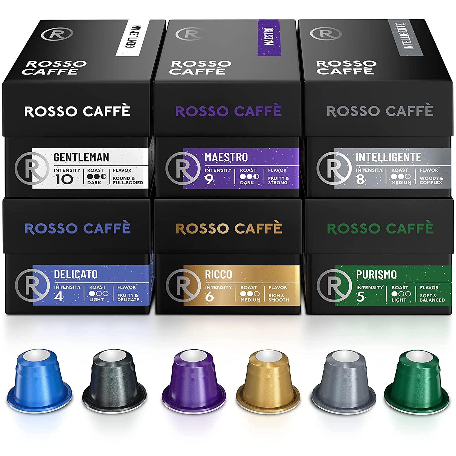 Rosso Caffè Nespresso-Compatible Premium Espresso Pods, 60-Pack
