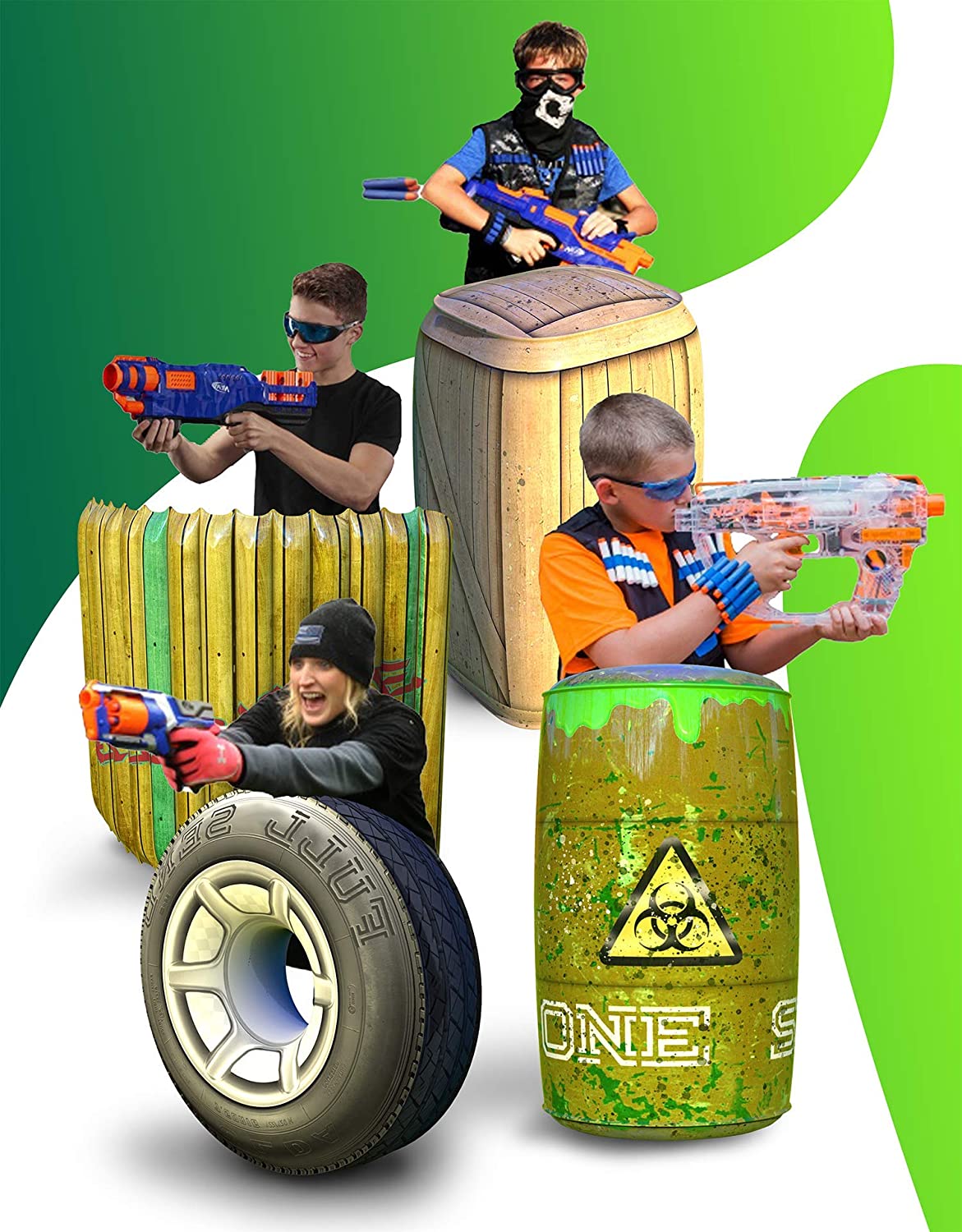 Skywin Inflatable Nerf Battle Obstacles, 4-Piece