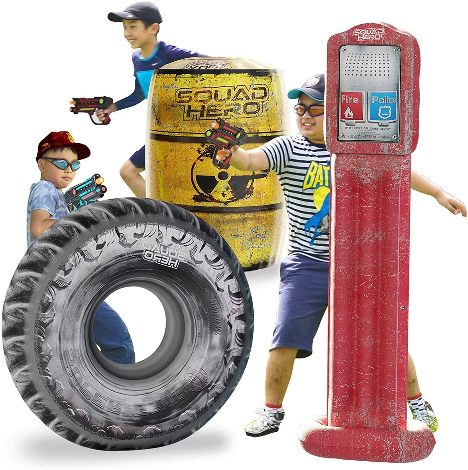 Squad Hero Inflatable Combat Arena Nerf Obstacles, 3-Piece