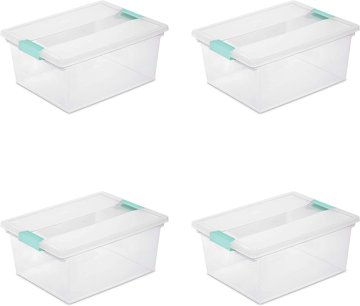 Sterilite Large-Clip Clear Book Storage Boxes, 4-Pack