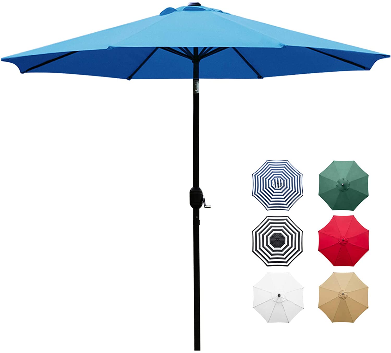 Sunnyglade Push-Button Tilt Patio Table Umbrella, 9-Foot