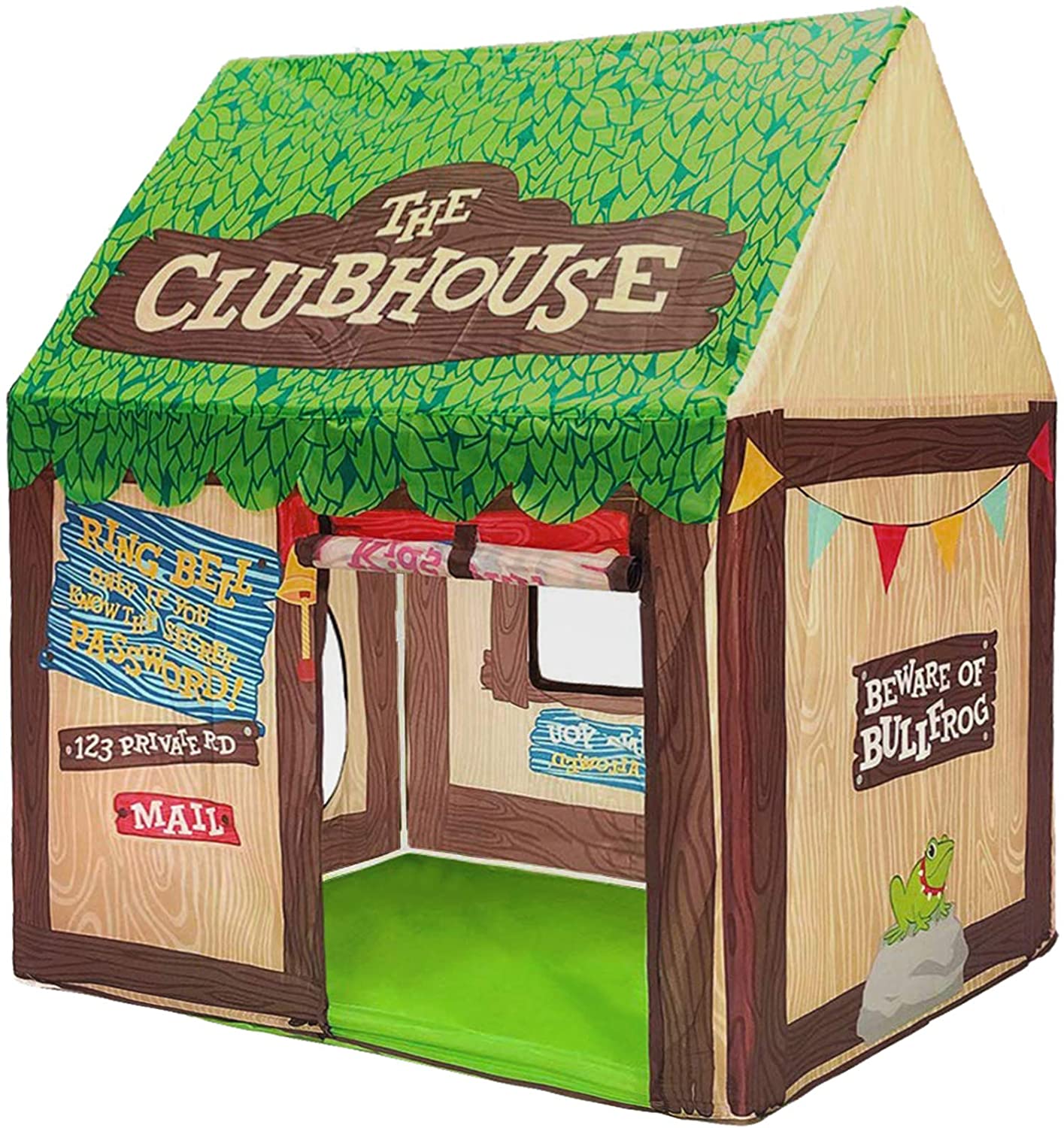 Swehouse Roll-Up Door & Windows Clubhouse Themed Kids’ Tent