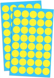 TownStix Permanent Adhesive Yellow Dot Stickers, 2000-Count