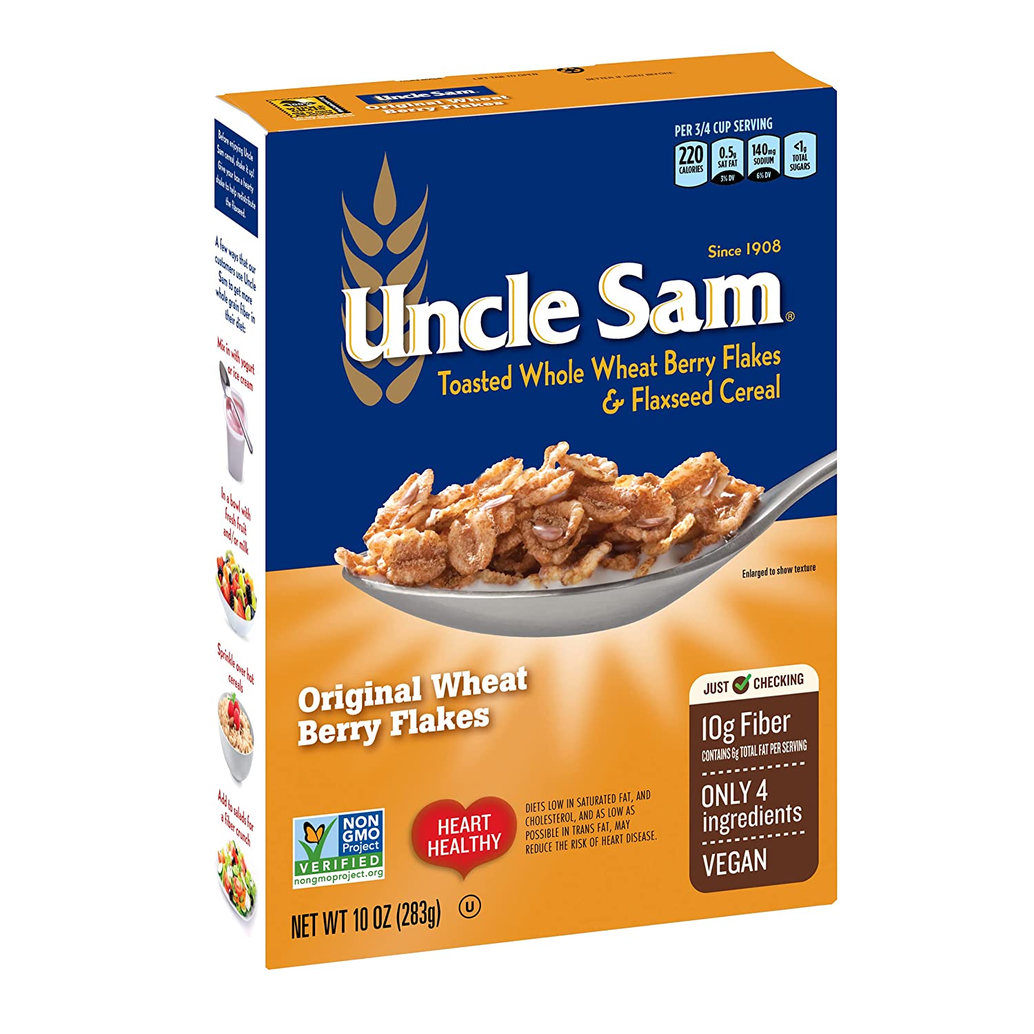 Uncle Sam 4 Ingredients Toasted High Fiber Cereal, 12-Pack