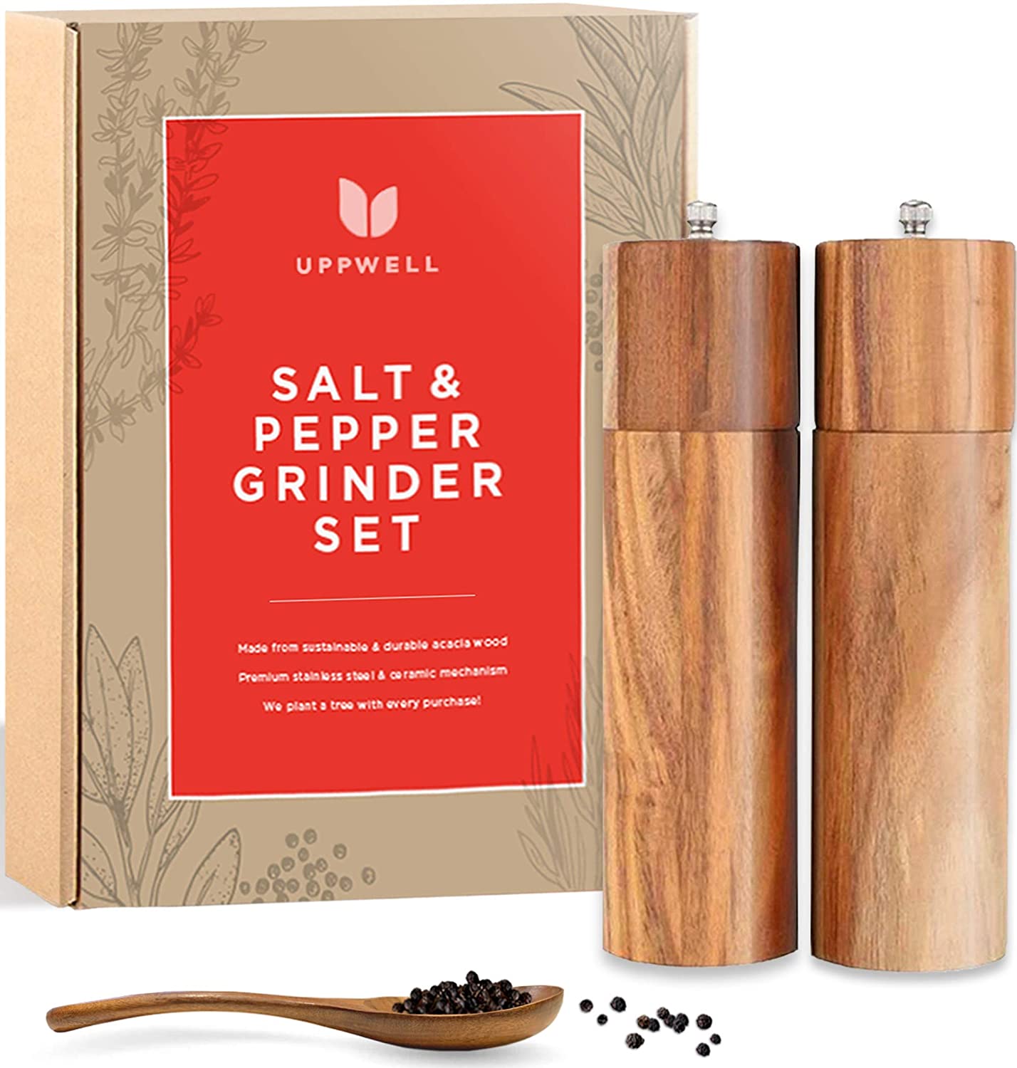UppWell Wooden Gift Salt And Pepper Grinder
