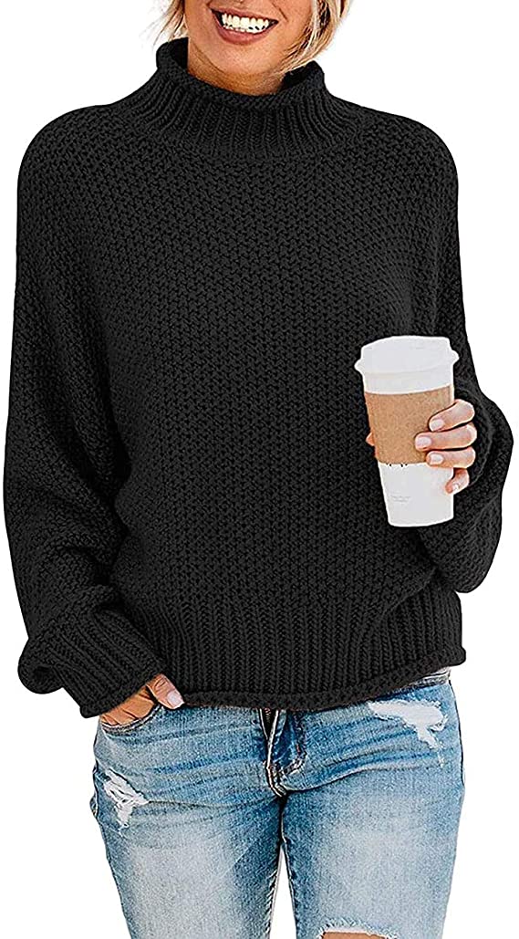 ZESICA Knit Turtleneck Women’s Black Sweater
