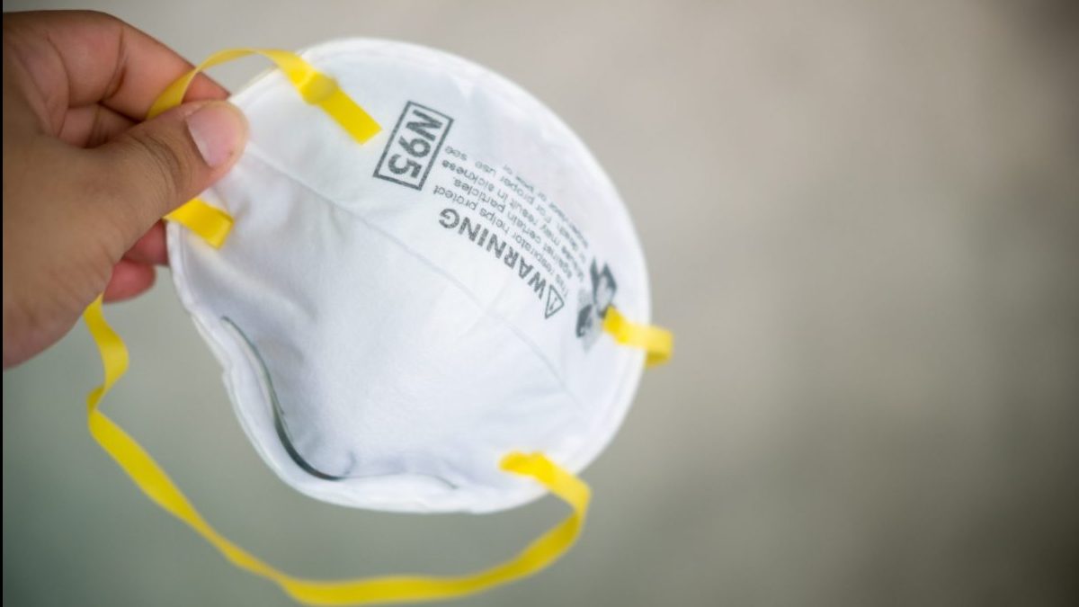 Close up of protection respirator for N95 Filter face mask