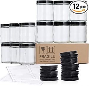 AOZITA Candle-Making 8-Ounce Glass Jars With Double Lids, 36-Piece