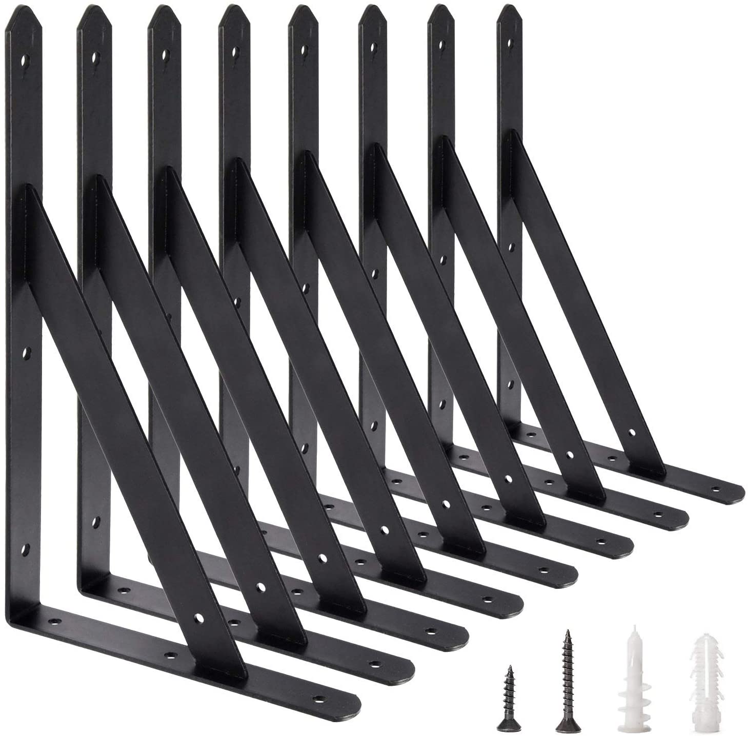 AWX Forged Steel Counterbore Holes L Shape Shelf Brackets, 8-Pack