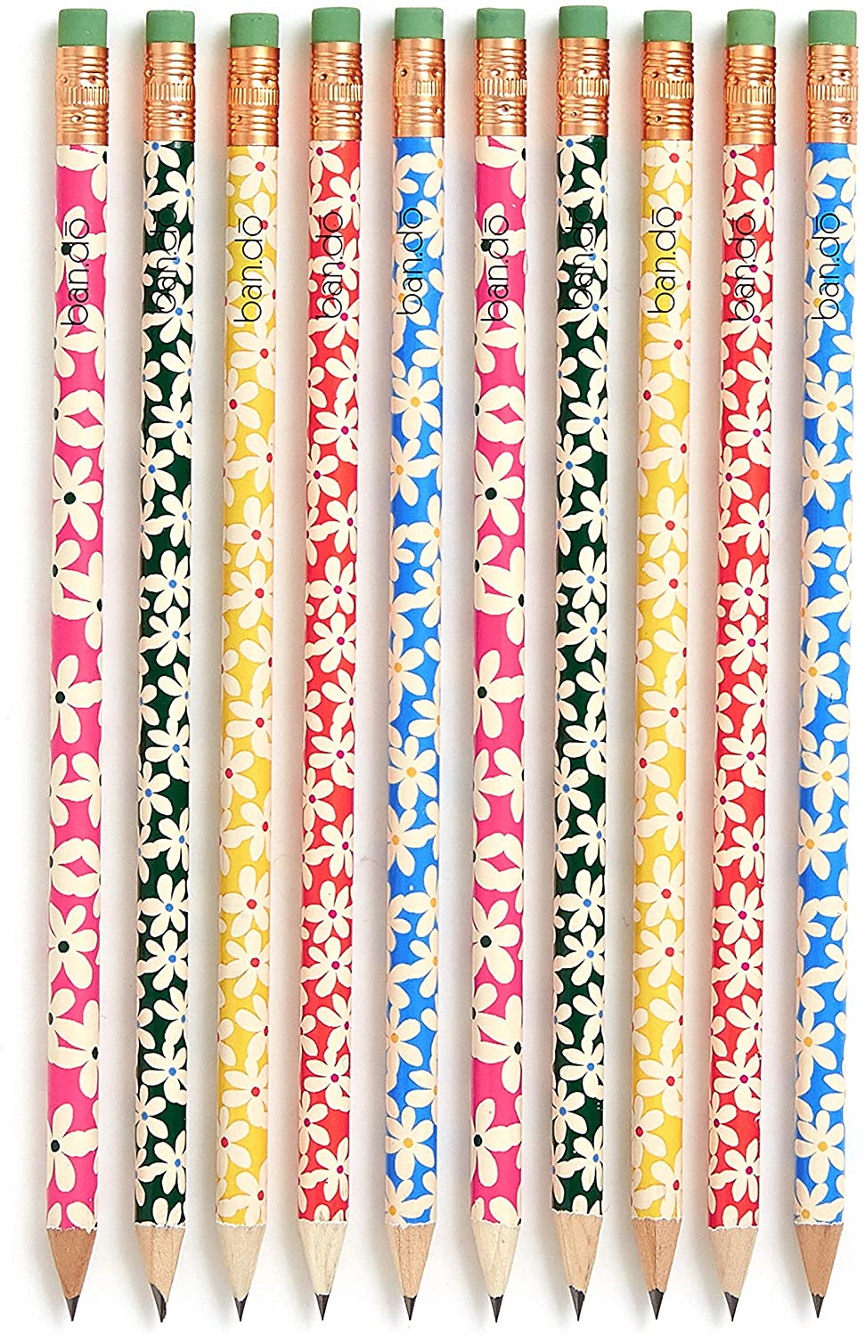 ban.do Pre-Sharpened Floral Print Pencils For Girls, 10-Count