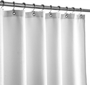 Barossa Design Reinforced Top Header White Bathroom Shower Curtain