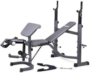 Body Champ Adjustable Racks & Backrest Weight Bench For Arm Workouts