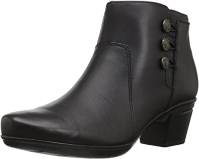 Clarks Button-Detailed Sculpted-Heel Women’s Leather Ankle Boots