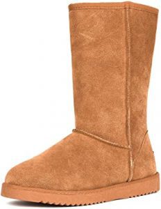 DREAM PAIRS Women’s Mid-Calf Suede Fur-Lined Tan Boots