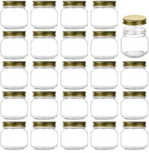 Encheng Mason Jug 8-Ounce Glass Jars With Lids, 24-Set