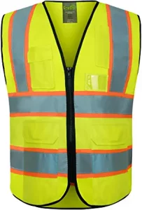 GripGlo 6-Pocket Double-Reflective Safety Vest, 1-Pack