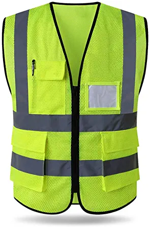 HYCOPROT 5-Pocket Reflective Standard-Approved Mesh Safety Vest, 1-Pack