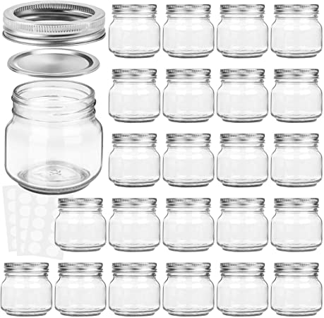 KAMOTA 8-Ounce Mason Glass Jars With Corrosion-Resistant Lids, 8-Pack