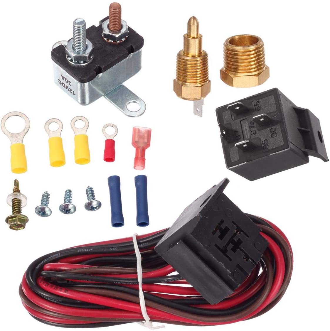 PartsSquare 175-185 Auto Engine Cooling Fan Thermostat Relay Switch Kit