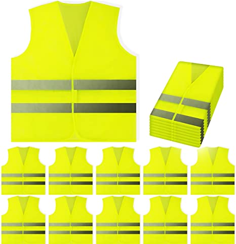 PeerBasics Unisex 360 High-Vis Reflective Safety Vests, 10-Pack