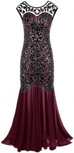 PrettyGuide Full Length Zippered Sequin 1920s Dress