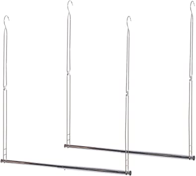 STORAGE MANIAC Adjustable Height & Width Closet Hanger Rod, 2-Pack