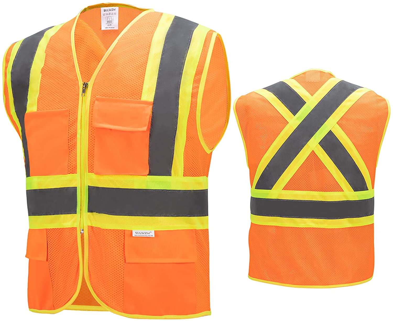 SULWZM Multiplied-Visibility Cross-Back Safety Vest, 1-Pack